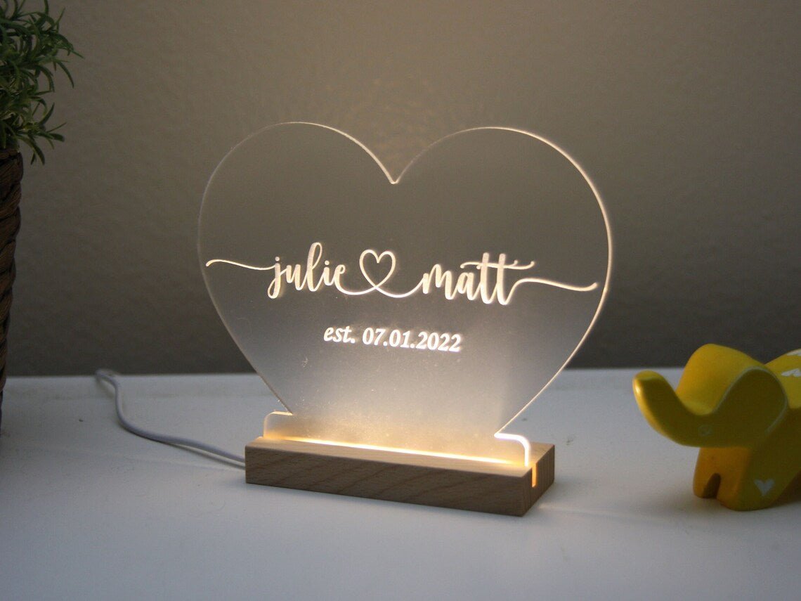 Unique Personalized Light Up Heart Name Sign Customized Anniversary Gifts for Men by Groovy Guy