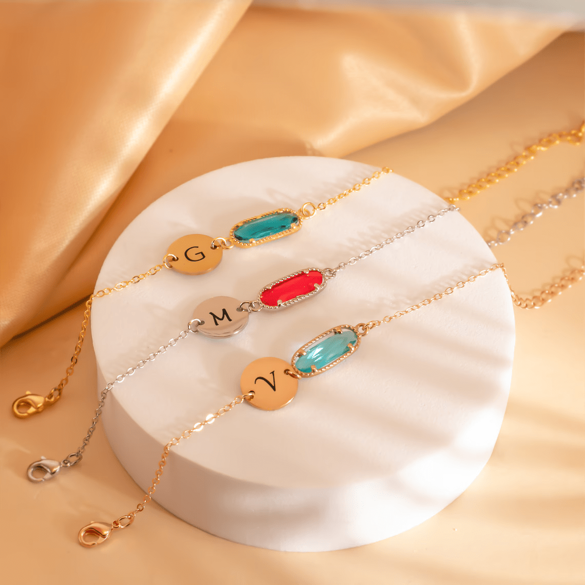 Personalized Custom Birthstone Personalized Bracelet for her, Customized Gifts for Women by Groovy Girl Gifts