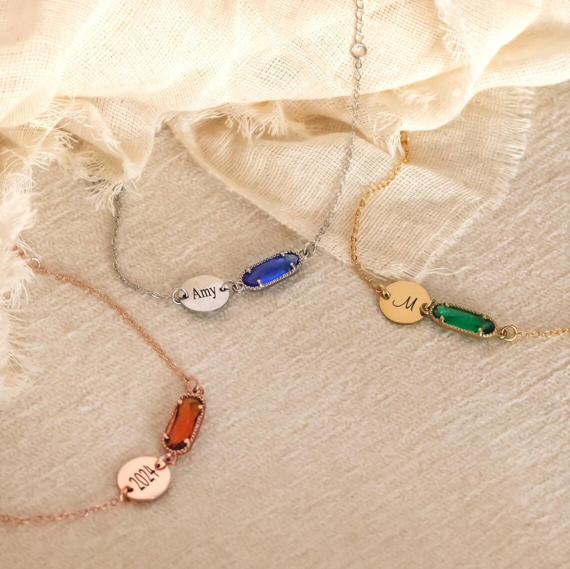 Personalized Custom Birthstone Personalized Bracelet for her, Customized Gifts for Women by Groovy Girl Gifts