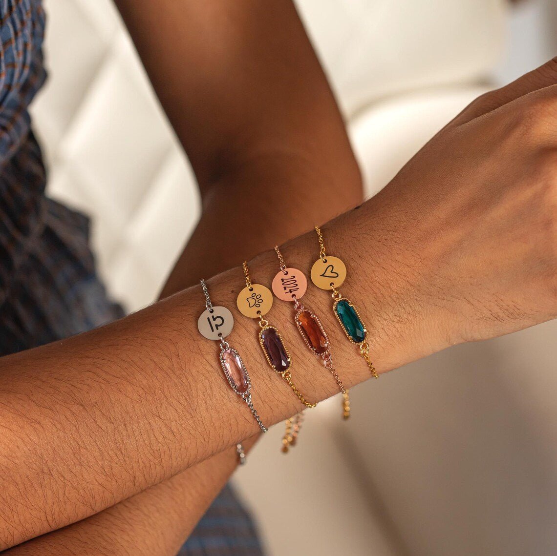 Personalized Custom Birthstone Personalized Bracelet for her, Customized Gifts for Women by Groovy Girl Gifts