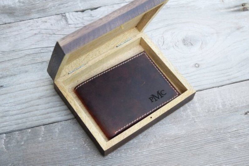 Unique Personalized Leather Bucks In a Box Custom Wallet Customized Wallet Gifts for Men by Groovy Guy