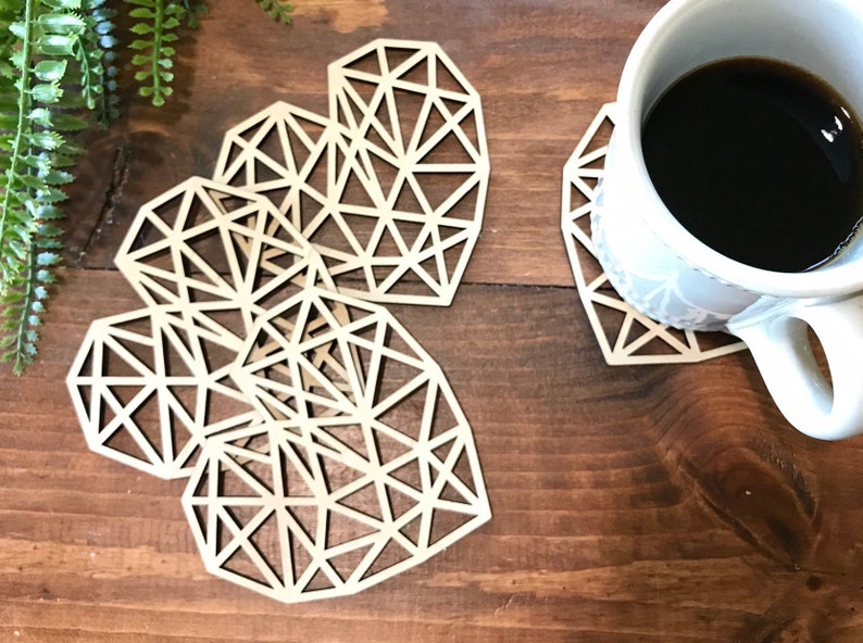 Geometric Heart Coasters