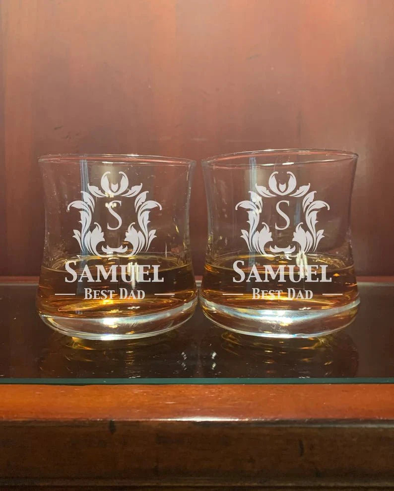 Unique Personalized Tipsy Rye Whiskey Glasses Customized Whiskey Glass Set Gifts for Men by Groovy Guy