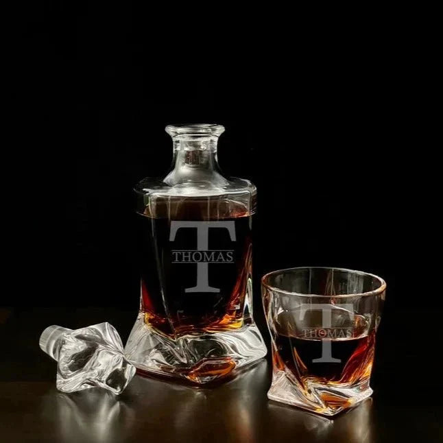 Personalized Decanter with Low Ball Glasses