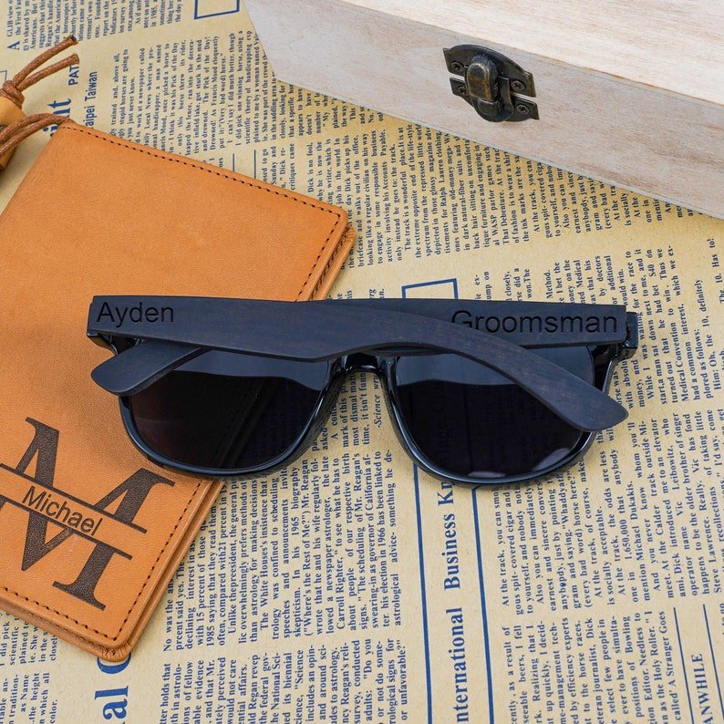 Unique Personalized Ebony Shades Customized Sunglasses Gifts for Men by Groovy Guy
