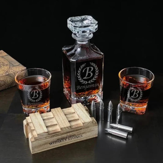 Personalized Decanter and Whiskey Stones Set