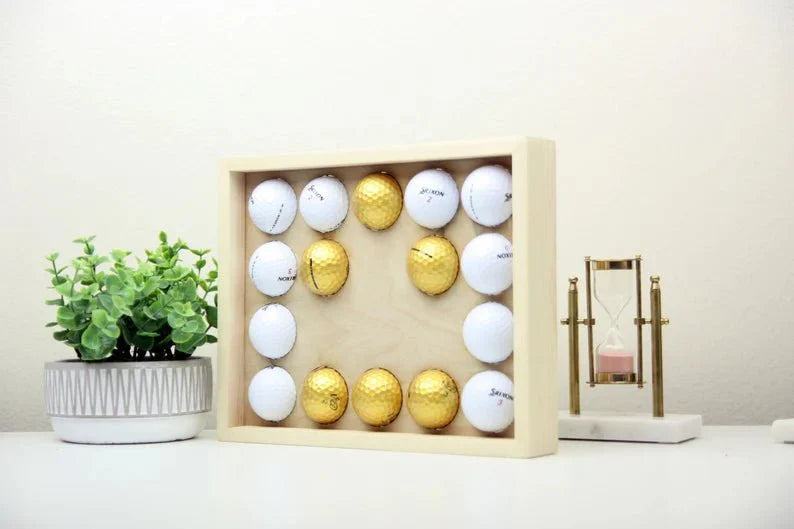 Unique Personalized Custom Golf Ball Display Frame Customized Golf Gifts for Men by Groovy Guy