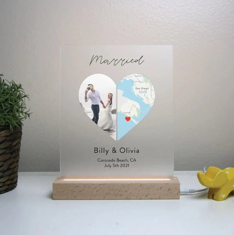 Unique Personalized Personalized Light Up Engagement Plaque Customized Anniversary Gifts for Men by Groovy Guy