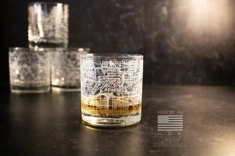 Unique Personalized City Map Rocks Glass Customized Whiskey Glass Gifts for Men by Groovy Guy