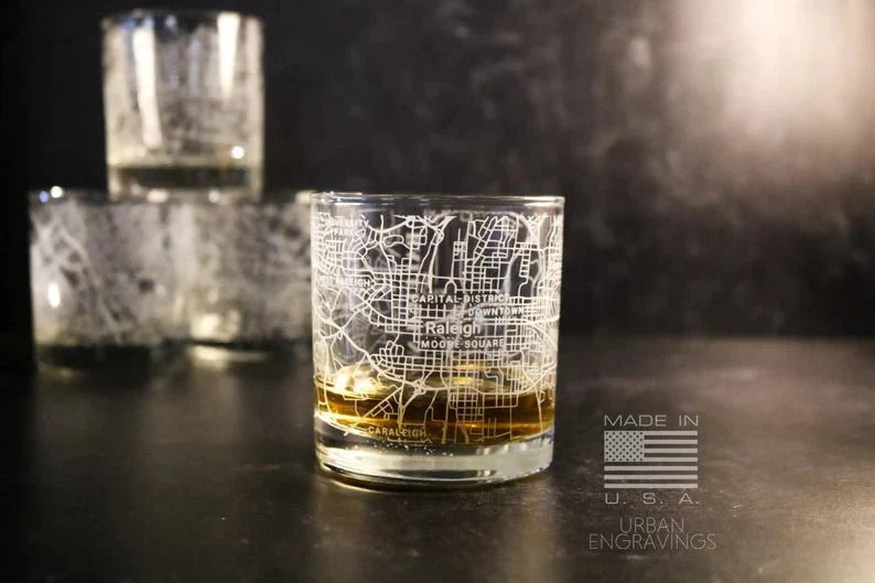 Unique Personalized City Map Rocks Glass Customized Whiskey Glass Gifts for Men by Groovy Guy