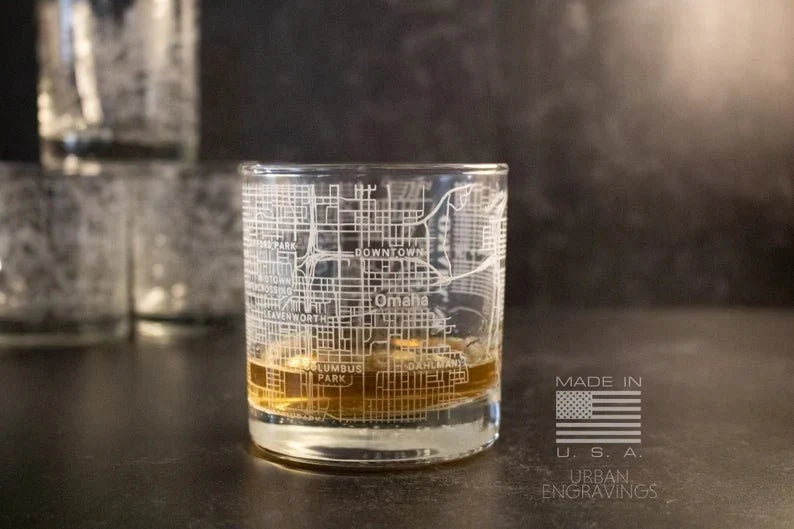 Unique Personalized City Map Rocks Glass Customized Whiskey Glass Gifts for Men by Groovy Guy