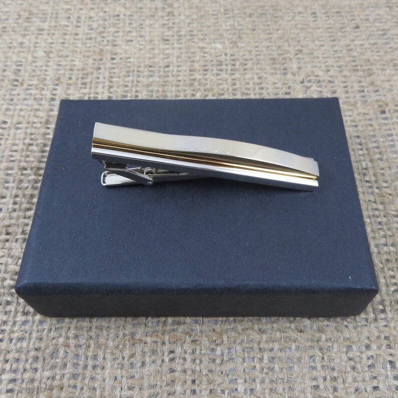 Unique Personalized Two Tone Tie Clip Customized Tie Bar Gifts for Men by Groovy Guy