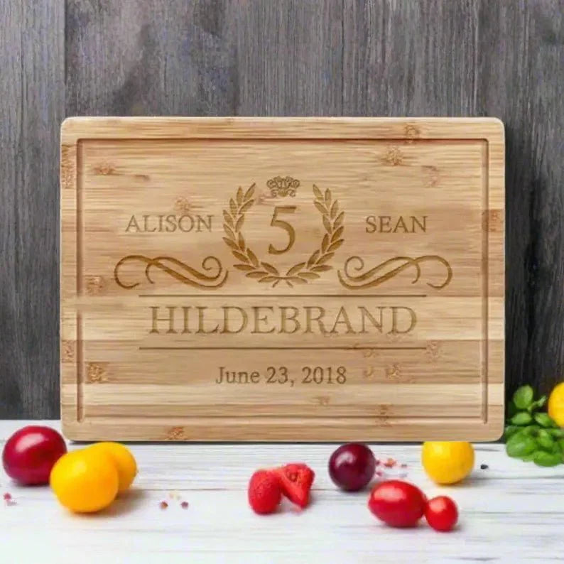 Unique Personalized Wooden Anniversary Cutting Board Customized Anniversary Gifts for Men by Groovy Guy