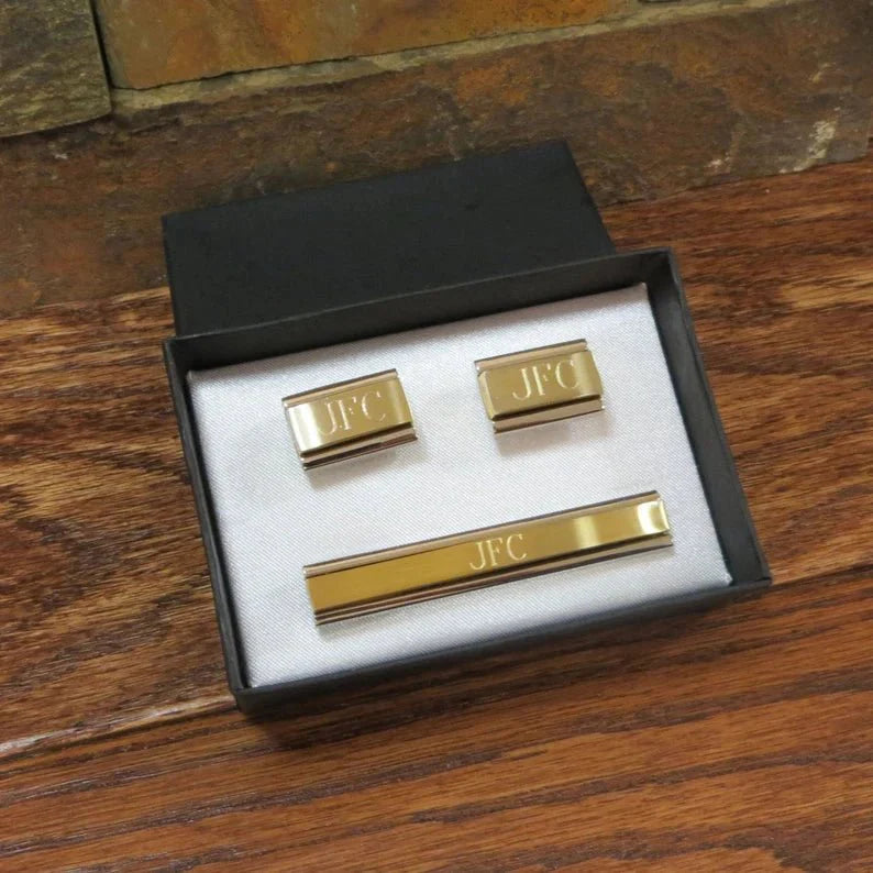 Unique Personalized Gold Links Customized Cuff Links Gifts for Men by Groovy Guy