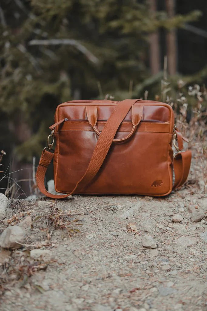Unique Personalized Leather Laptop Carrier Customized Messenger Bag Gifts for Men by Groovy Guy