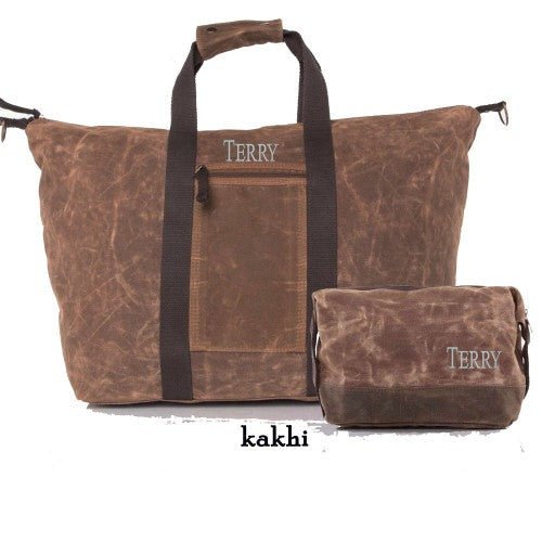 Unique Personalized Wax &amp; Wander Weekender Set Customized Duffel Bags Gifts for Men by Groovy Guy