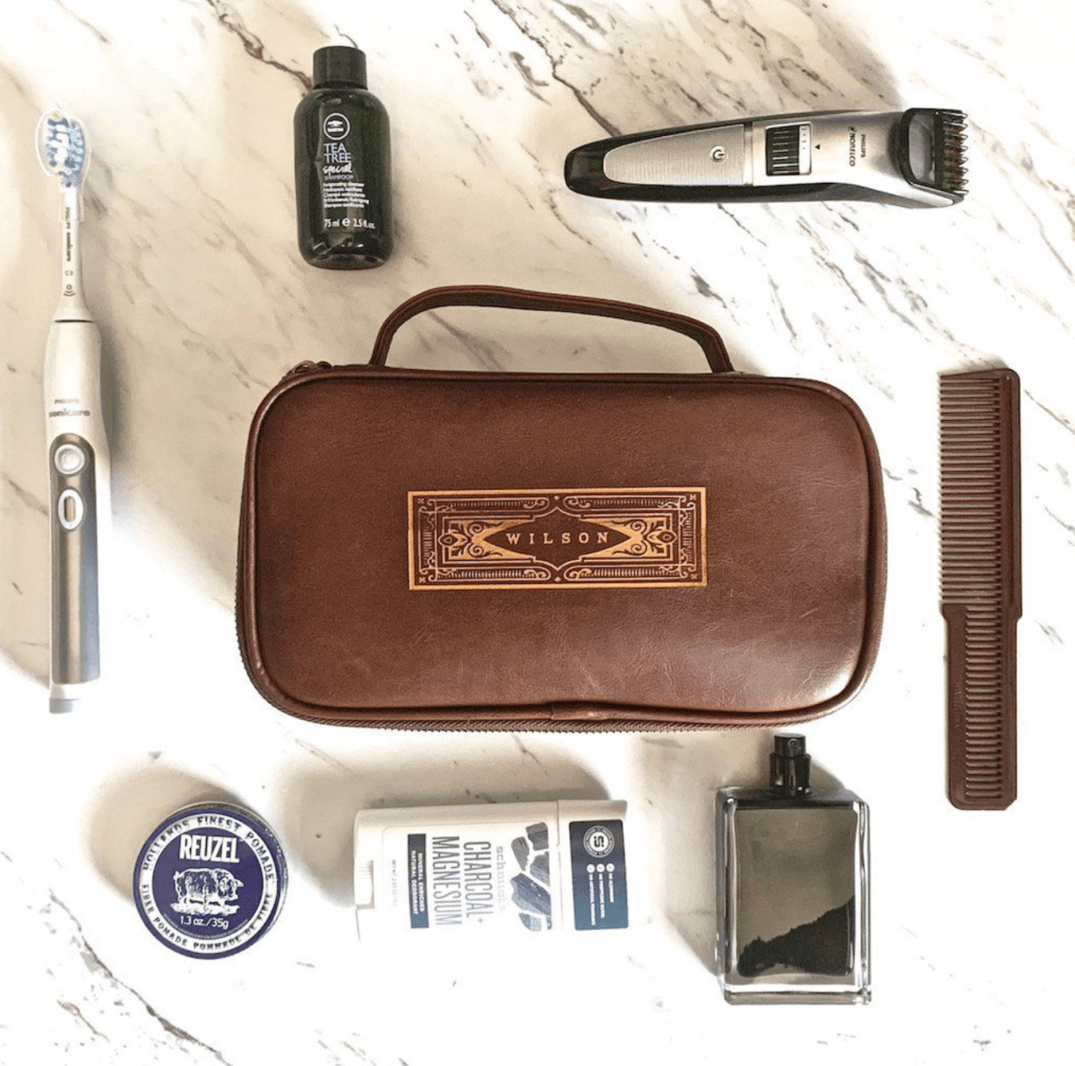 Leather Personalized Dopp Kit For Men