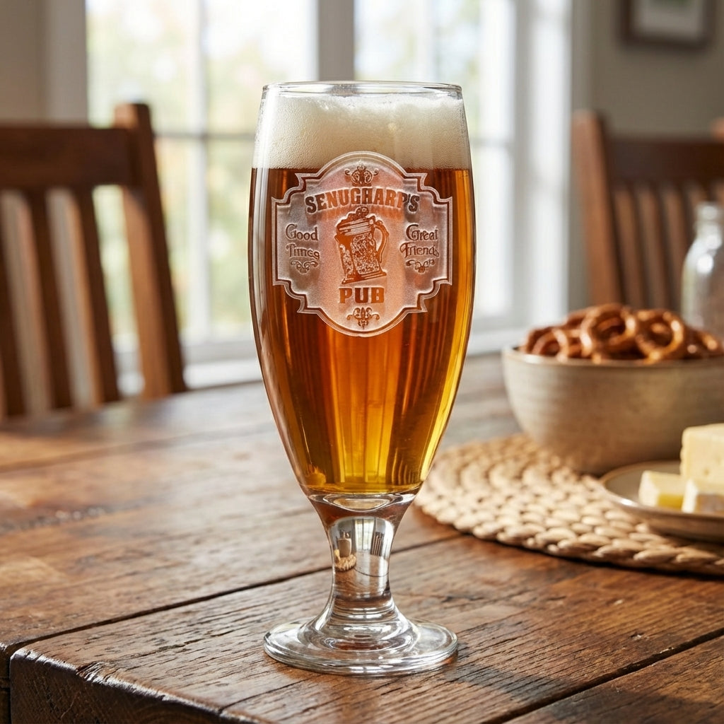 Pub Master personalized beer goblet with sand-carved name or monogram
