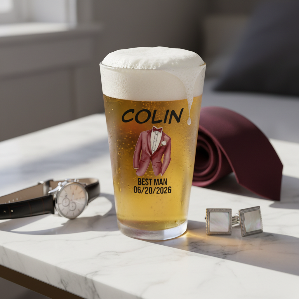 Suit Up Frosted Pint Glass