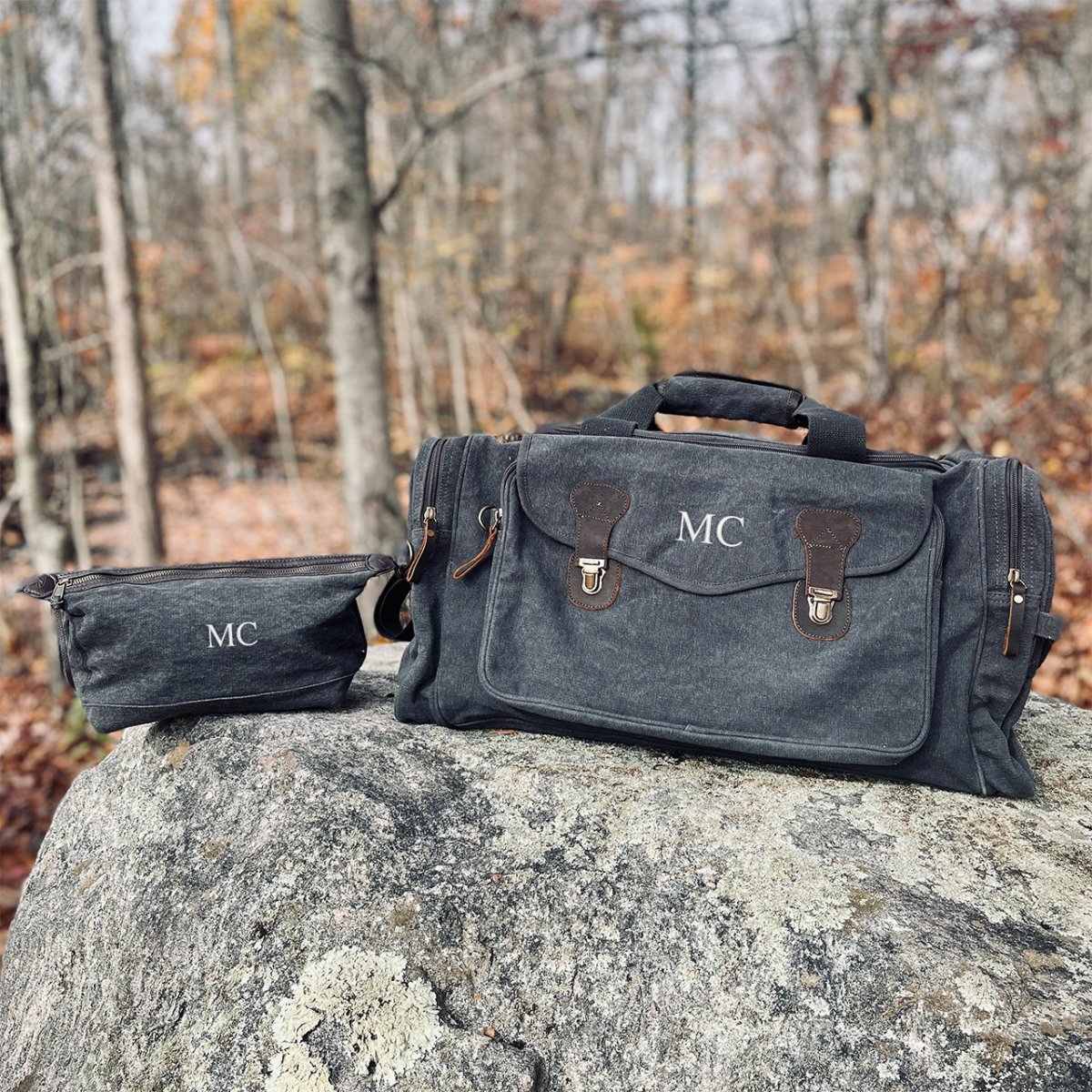 Unique Personalized Duffle and Dopp Set Customized Duffle Bag Gifts for Men by Groovy Guy