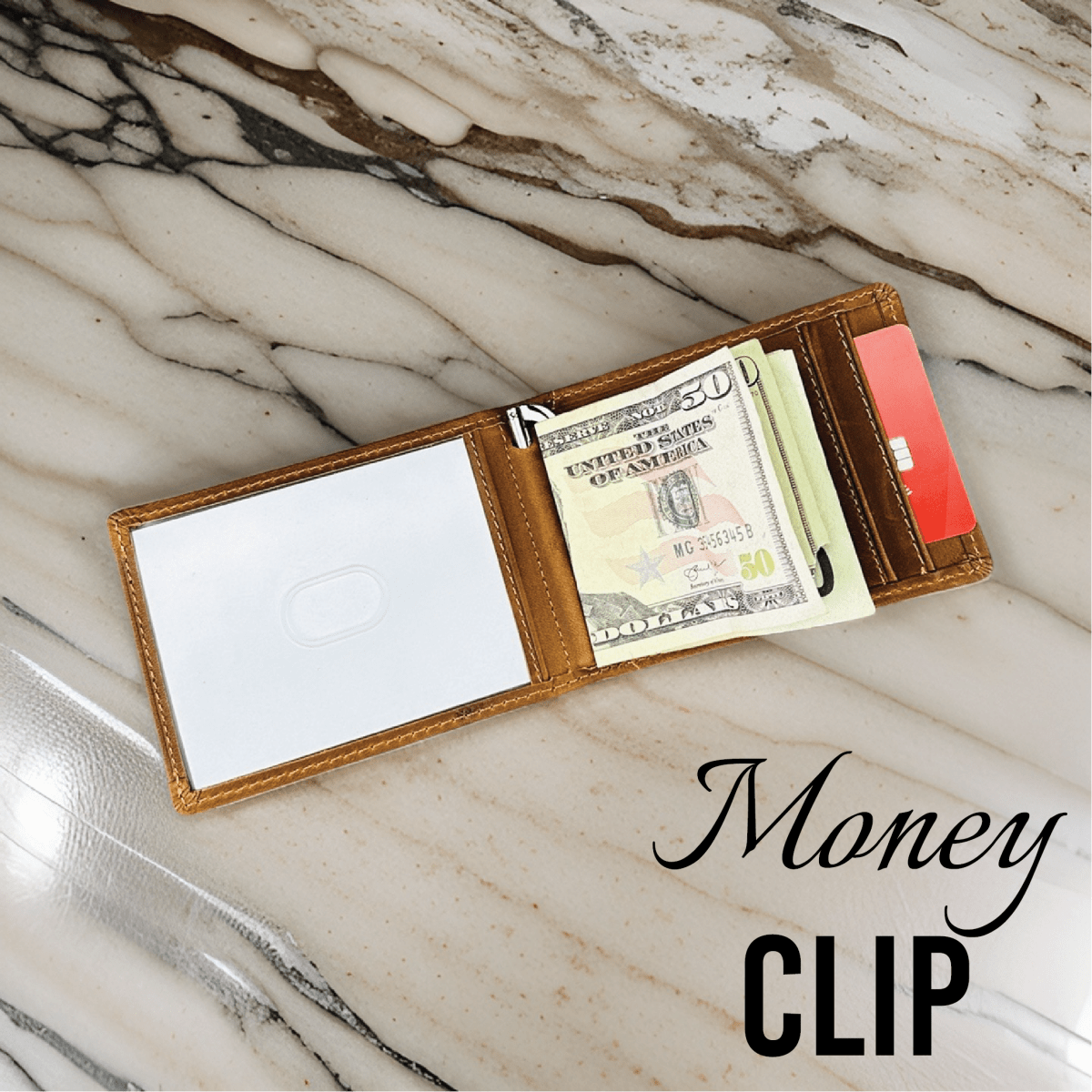 Personalized leather wallet for men crafted from genuine leather, featuring custom engraving for initials and a heartfelt inside message – ideal for Valentine’s Day, anniversaries, birthdays, or Father’s Day.