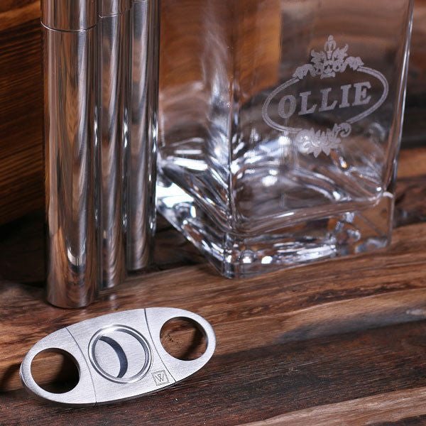 Personalized Cigar, Decanter, &amp; Flask Combo Set