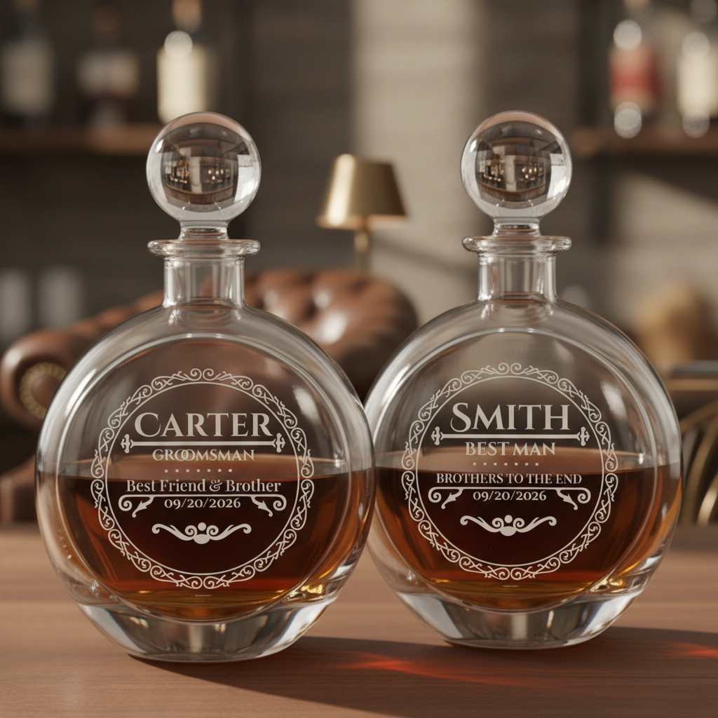 Classy Grooms Crew Decanter