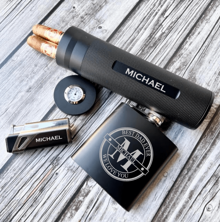 Unique Personalized Dad - Lux Stogie Set Customized Fathers Day Gifts for Men by Groovy Guy