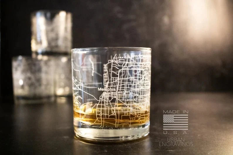 Unique Personalized City Map Rocks Glass Customized Whiskey Glass Gifts for Men by Groovy Guy