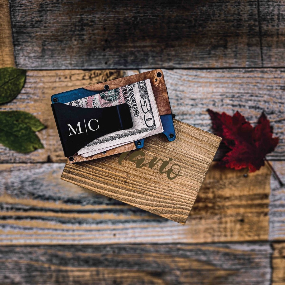 Unique Personalized Stylin Wood & Resin Wallet Customized Wallet Gifts for Men by Groovy Guy