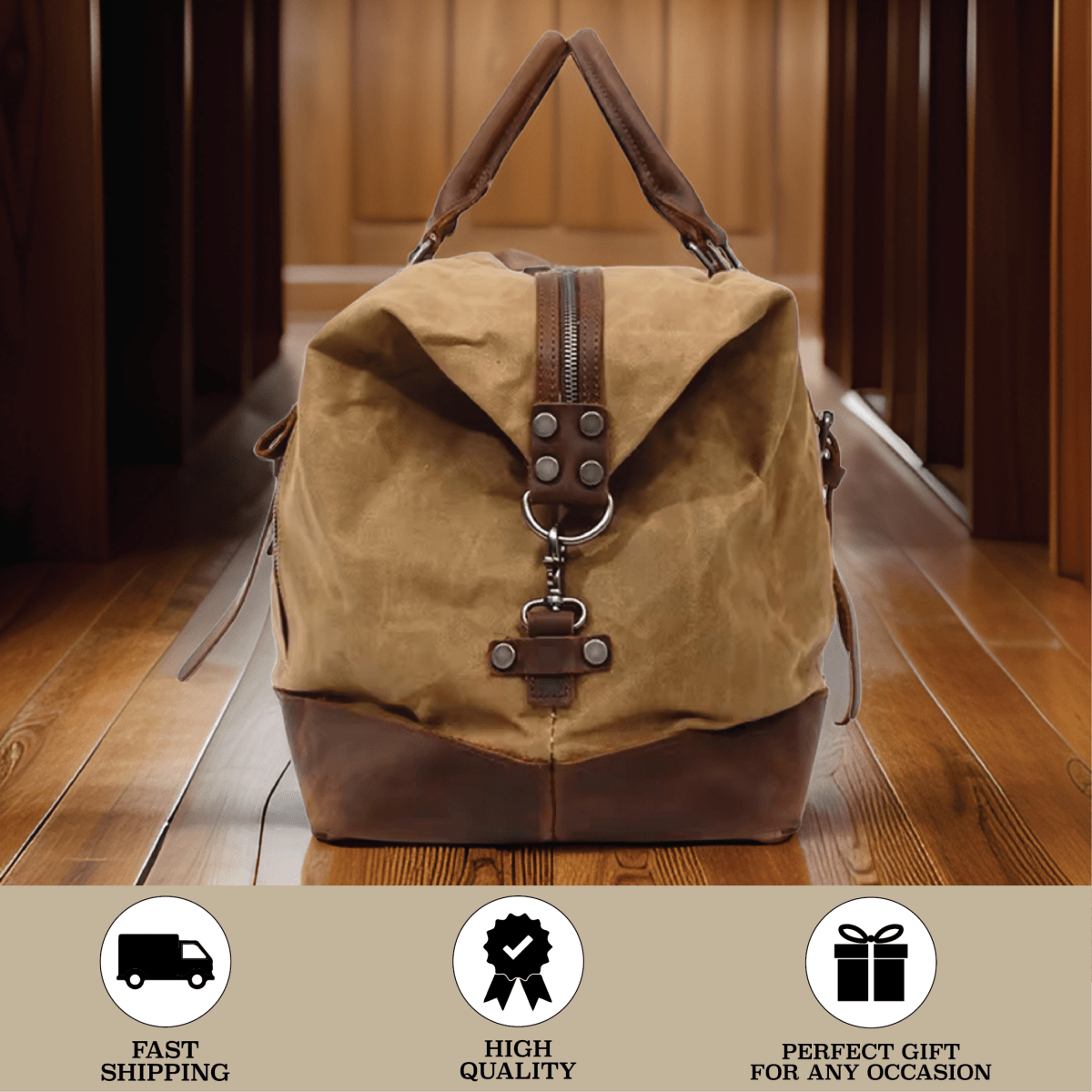 Unique Personalized Personalized Waxed Canvas Weekender Bag Customized Duffle Bag Gifts for Men by Groovy Guy
