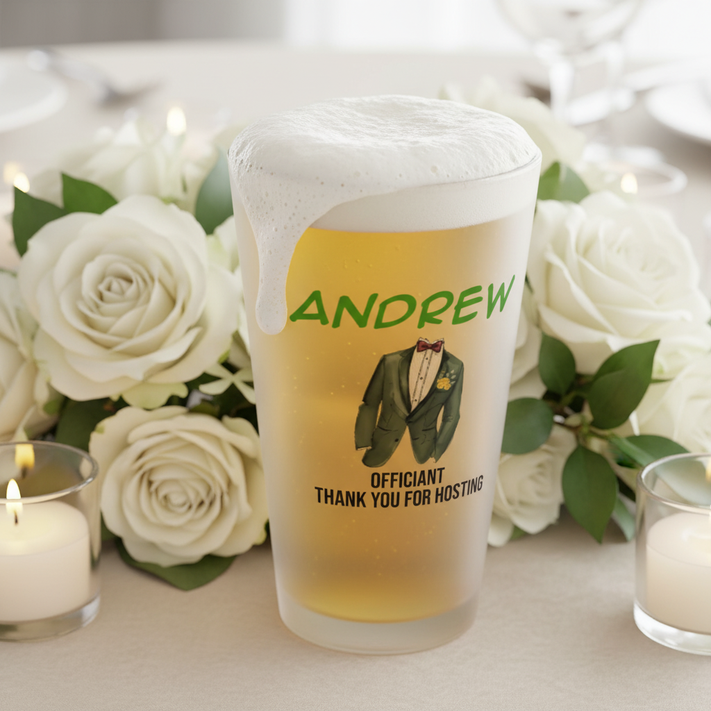 Suit Up Frosted Pint Glass