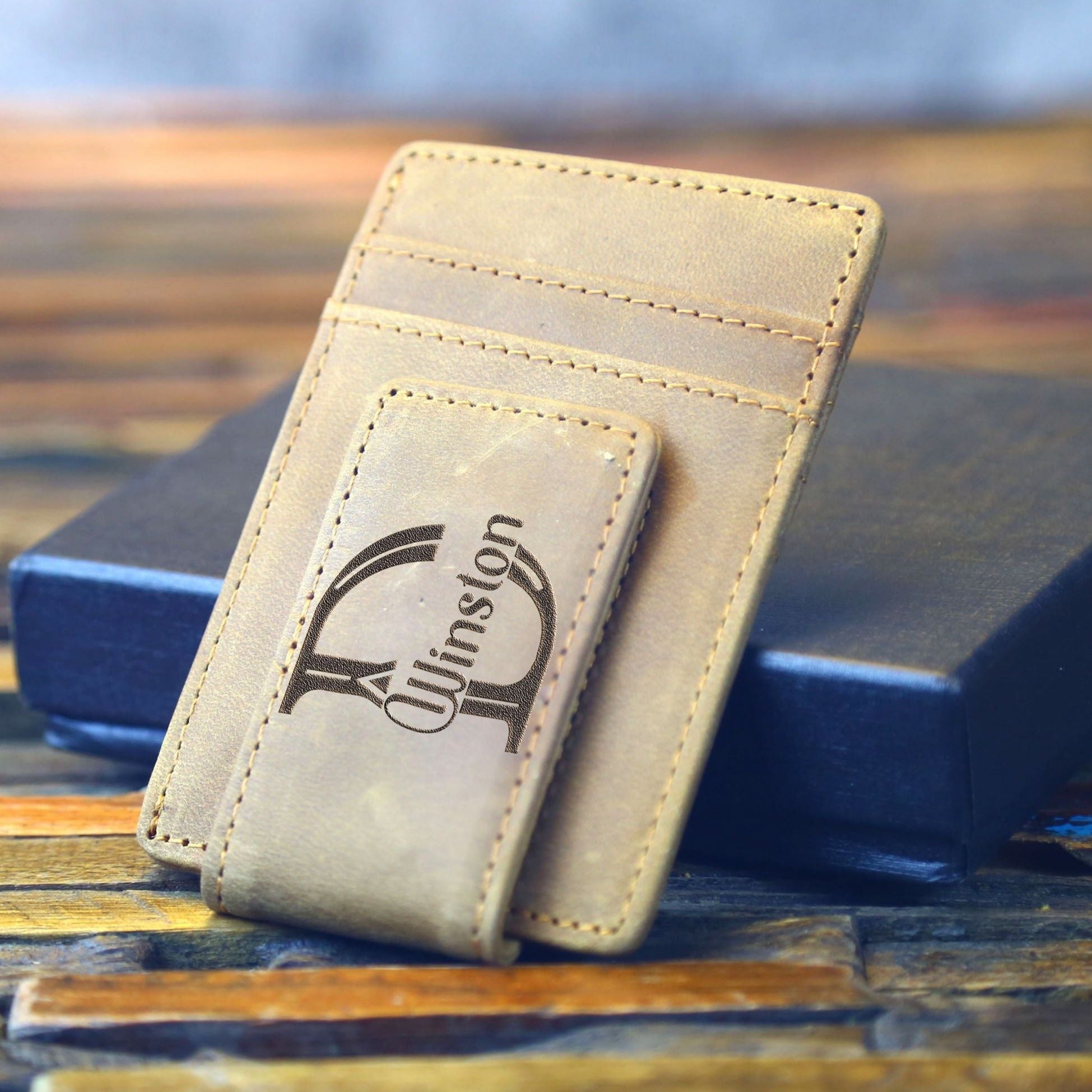 Personalized Money Clip Leather Wallet, Bride to Groom Gift on