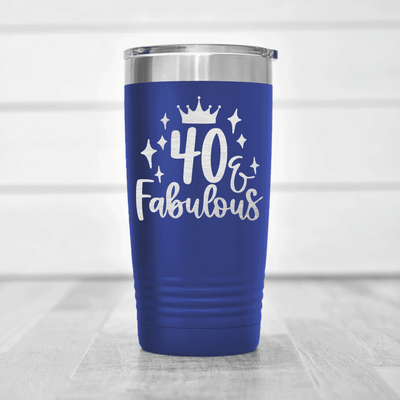Blue Birthday Tumbler With 40 And Fabulous Crown Design