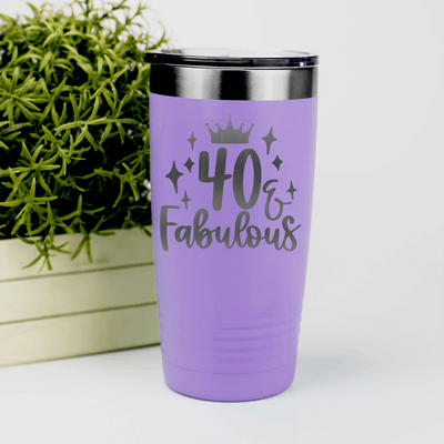 Light Purple Birthday Tumbler With 40 And Fabulous Crown Design
