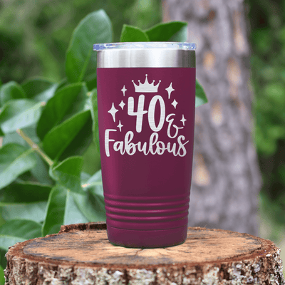 Maroon Birthday Tumbler With 40 And Fabulous Crown Design