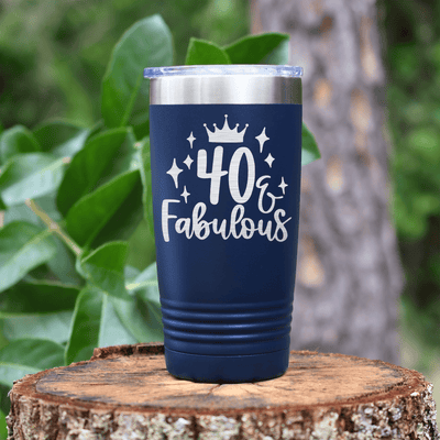 Navy Birthday Tumbler With 40 And Fabulous Crown Design