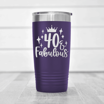 Purple Birthday Tumbler With 40 And Fabulous Crown Design