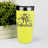 Yellow Birthday Tumbler With 40 And Fabulous Crown Design