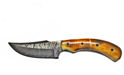 Damascus Knife Burnt Bone Handle