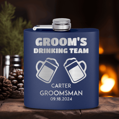 Navy Groomsman Flask With Beer Drinking Team Design