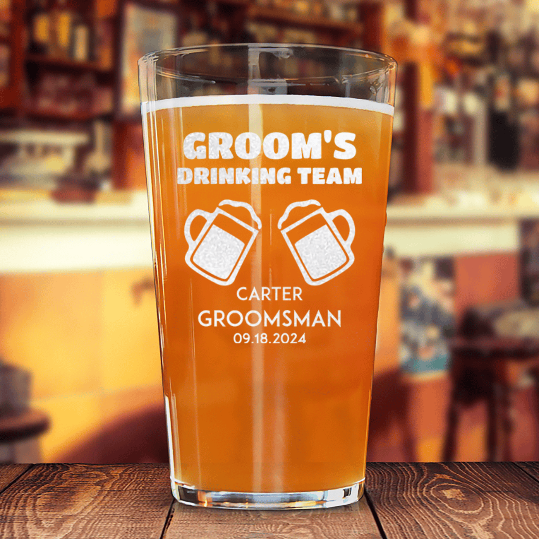 Beer Drinking Team Pint Glass Groovy Groomsmen Gifts