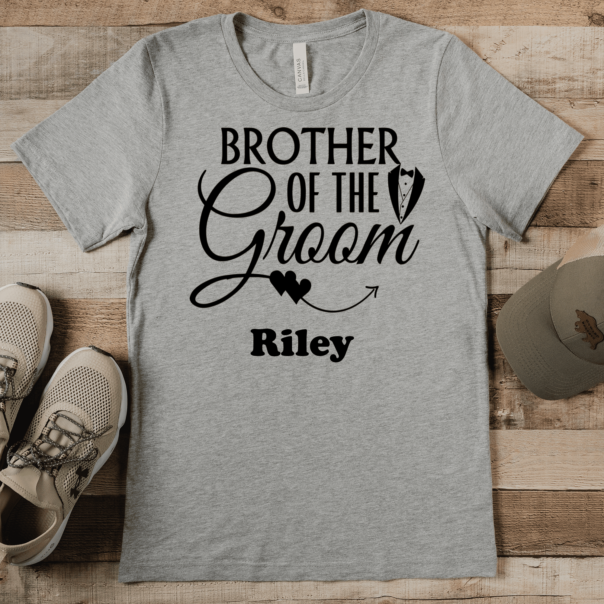 Grey Mens T-Shirt With Brother Of The Groom Design