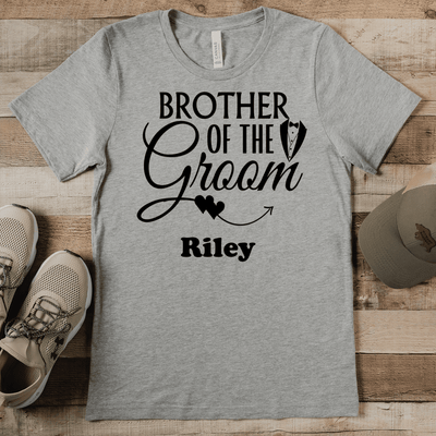 Grey Mens T-Shirt With Brother Of The Groom Design