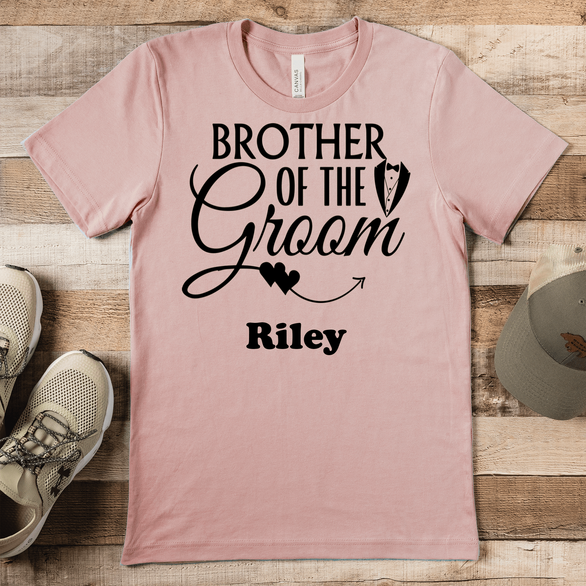 Heather Peach Mens T-Shirt With Brother Of The Groom Design