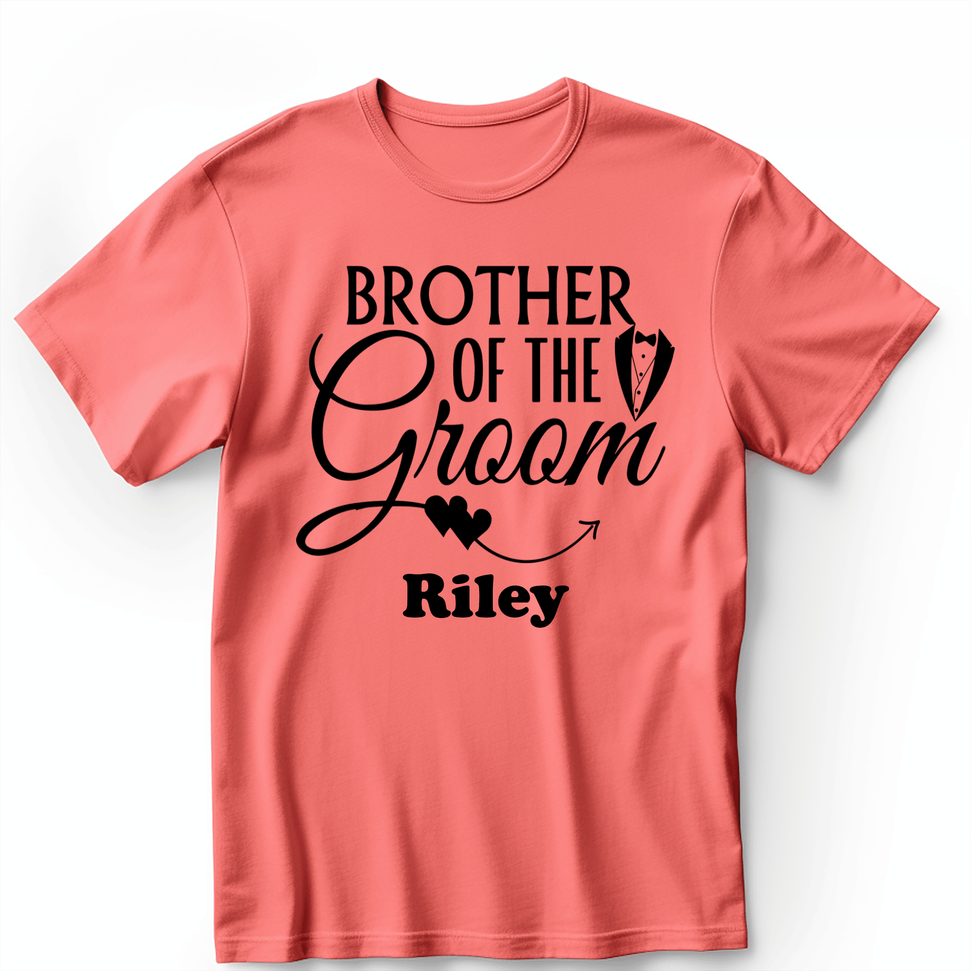 Light Red Mens T-Shirt With Brother Of The Groom Design