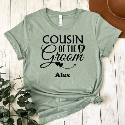 Light Green Mens T-Shirt With Cousin Of The Groom Design