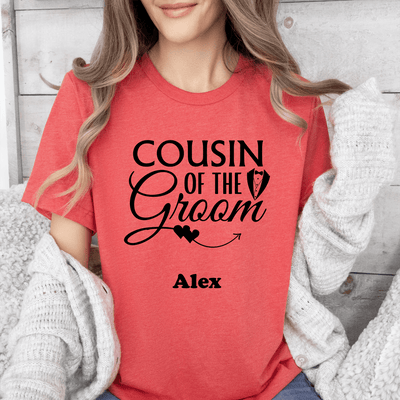 Light Red Mens T-Shirt With Cousin Of The Groom Design
