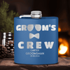 Blue Groomsman Flask With Crew In Shades Design
