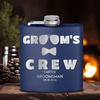 Navy Groomsman Flask With Crew In Shades Design